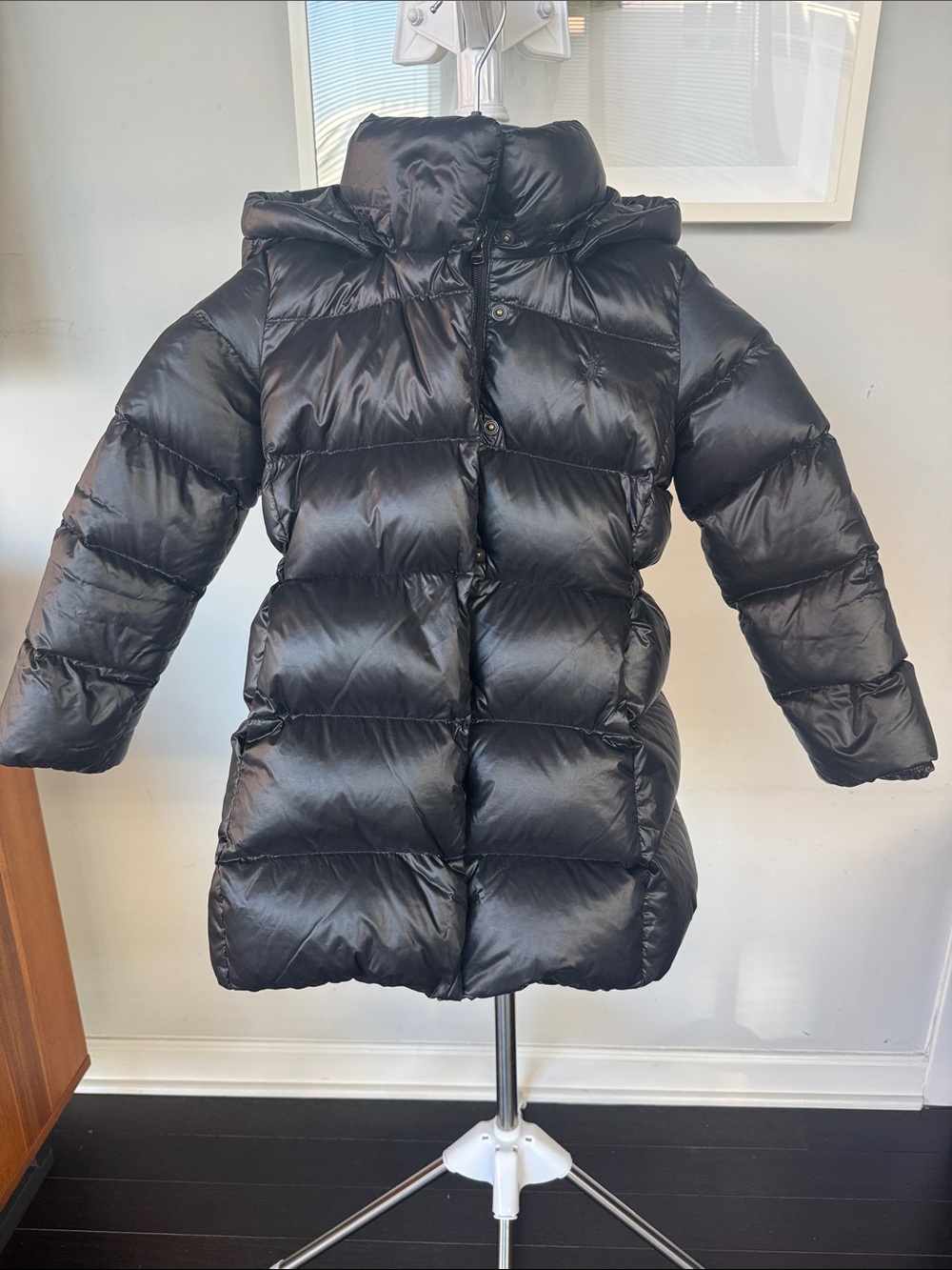 Polo by Ralph Lauren Black Quilted Kids Puffer Coat with Removable Hood